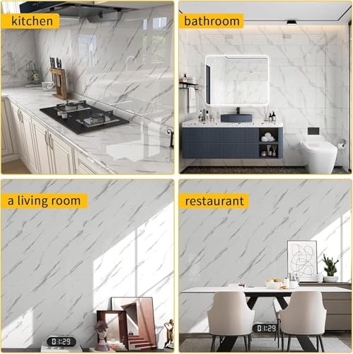 Image of WALLVEAR White Marble PE Foam Wall Panel Sheet Pack of 25 | Wall Decoration | 3mm Foam Panel | Water Resistant | Scratch Resistant | DIY Installation | Interior Upgrade