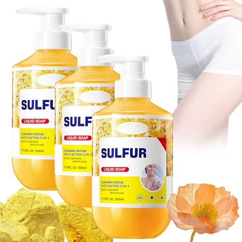 Jabón Facial Con Azufre, Gel De Ducha Con Azufre, Gel De Ducha Genérico Con Azure, Limpiador Y Ge De Duca Multiacción Reparador Y Limpiador, Limpieza Profunda (3 unidades)