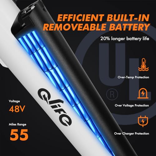 Image of Qlife Cityone Electric Bike for Adults & Teens, Step-Through Commuter Ebike, 1000W Peak Motor, 55-Mile Range, 48V Removable Battery, 26-Inch City Tires, 7-Speed, Up to 20+ MPH