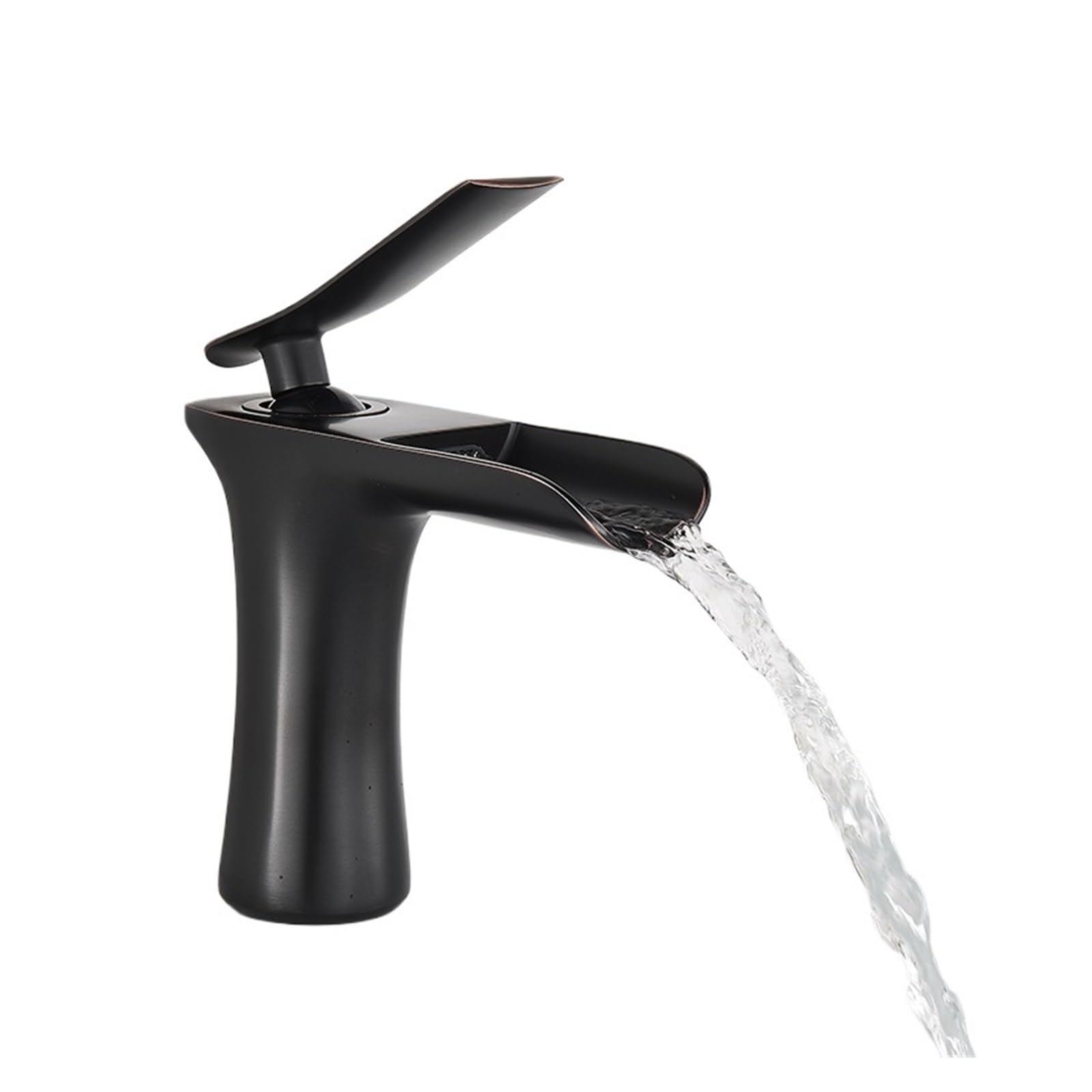 Robinet de lavabo cascade en bronze huilé pour une salle de bains luxueuse