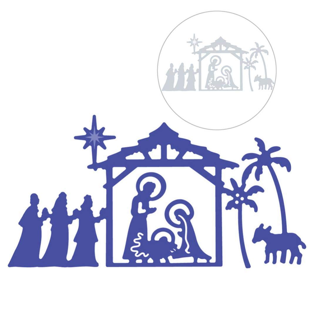 P12cheng Metal Cutting Dies,Holy Nativity Die Cuts Stencil DIY Scrapbooking Craft Emboss Wedding Invitation Xmas Card New Year Card Decor