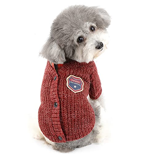 Zunea Small Dog Sweater Winter Coat Puppy Knitwear Soft Warm Clothes Knitted Pullover Jumper Cold Weather Pet Girls Boys Apparel for Chihuahua Yorkie Red XXL