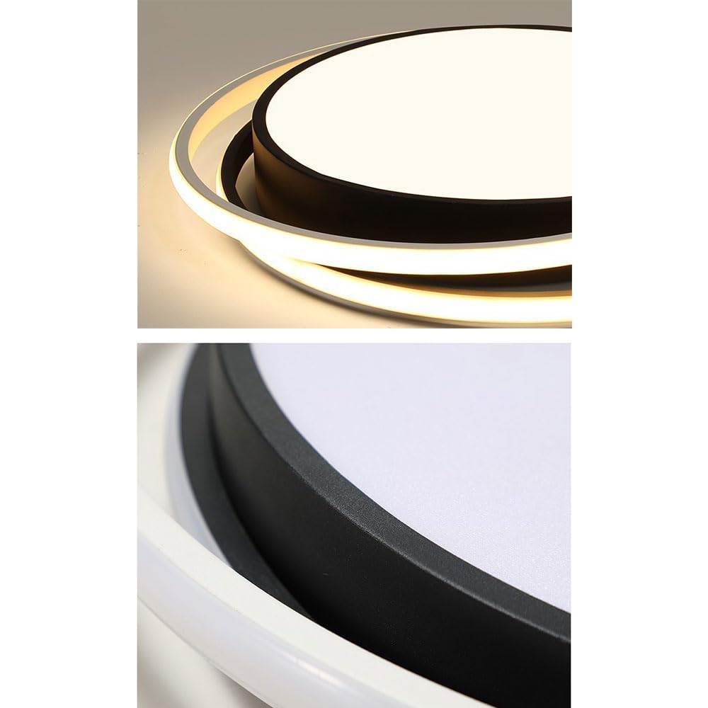 Nowoczesna lampa sufitowa LED 38 W, uchwyt sufitowy 2 pierścienie żelazna sztuka w pobliżu lamp sufitowych nastrojowe oprawy oświetleniowe do sypialni 3 kolory modyfikowania światła do