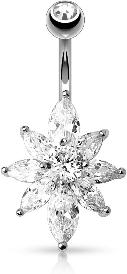 Tapsi's Coolbodyart Brustpiercing - Edelstahl 316L Mit Kristallblume