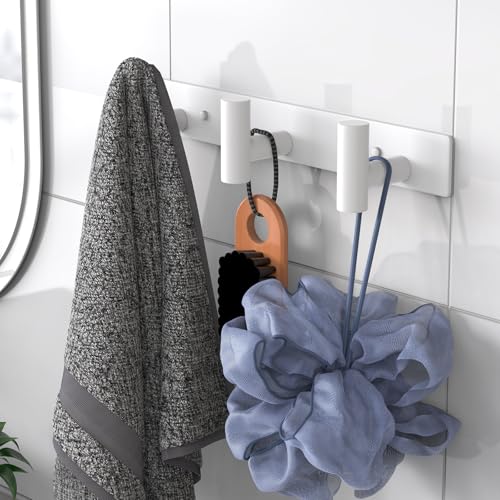Image of VAEHOLD Hat and Coat Wall Mount Rack - Hooks for Robes, Bags, Keys, and Towels - Bathroom Towel Hanger Organizer (White, inchT inch Shape 3 Hooks 1 Pack)