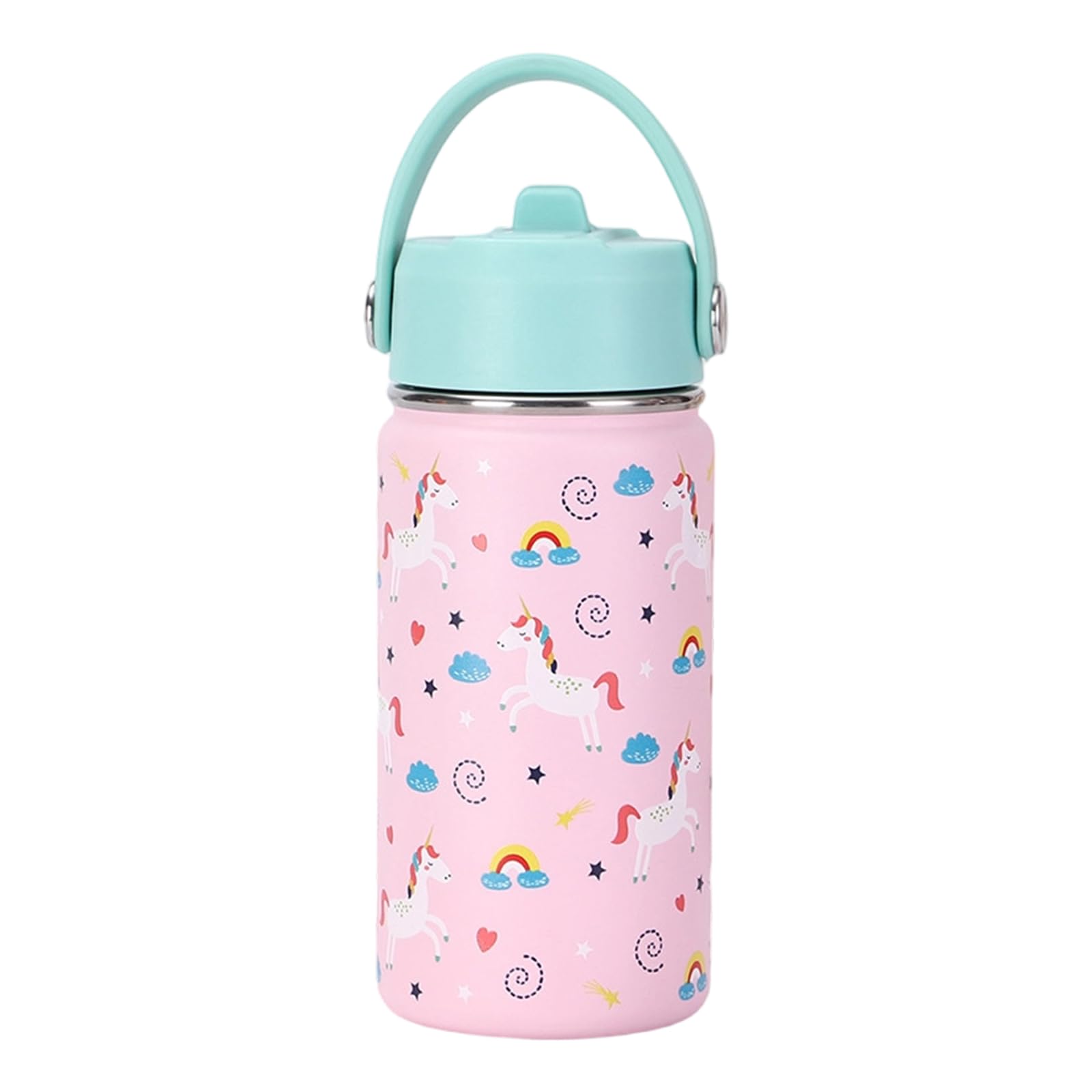 Tsophreniq Mouth Thermal Stainless Steel Water Cup Cartoon Handle Straw Tumblers Water Bottle for Outdoors Insulated Cartoon Handle Straw Cup