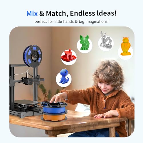 Image of CREALITY 250g PETG Filament Bundle, 8 Colors Total 2kg, 1.75mm 3D Printer PETG Filament, Perfect for Small Project and Children Creation, Black+White+Grey+Tansparent+Red+Blue+Green+Orange