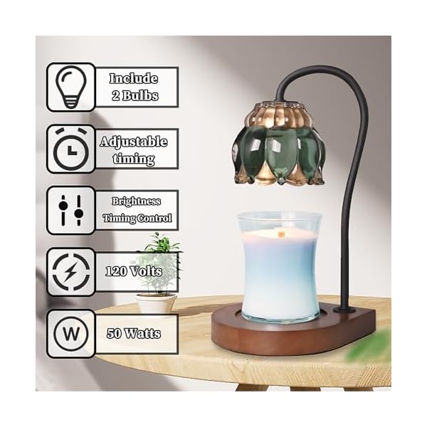   Candle-Warmer-Lamp-Electric-Candle-Lamps-Timer-Compatible-with-All-Jar-Candles-Gifts-for-Her-Gift-for-Mom-Dimmable-Candle-Warmer-Candle-Holders-for-Home-Decor-DarkGreen
