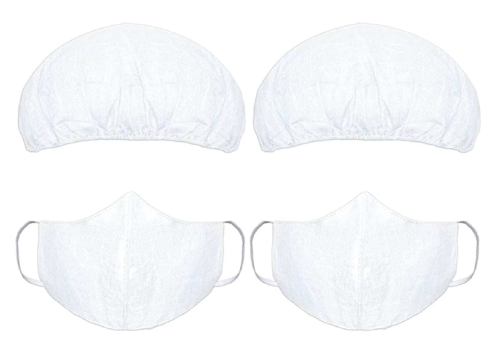 Kuber Industries 100% Cotton 2-Layer Reusable Anti Pollution Mask With Surgeon Caps(Pack Of-4, White)-MASK46362 (B088XLDB6G) Amazon Price History, Amazon Price Tracker