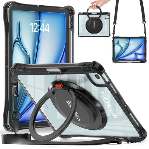 Image of TECHGEAR ExoView Rugged Case for iPad Air 11" 2026 (M4), 2025 (M3), 2024 (M2) - iPad Air 5th/4th Gen 10.9" & iPad Pro 11 (2018-2022) Slim Shockproof Stand Case with 360° Rotating Hand Grip & Strap