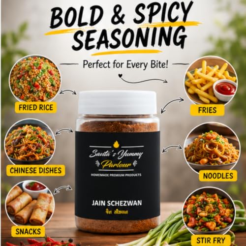 Image of Savita's Yummy Parlour Jain Schezwan - 90g | No Onion, No Garlic | Authentic Indo-Chinese Spice Blend | Homemade Premium Chutney for Rice, Noodles & Snacks