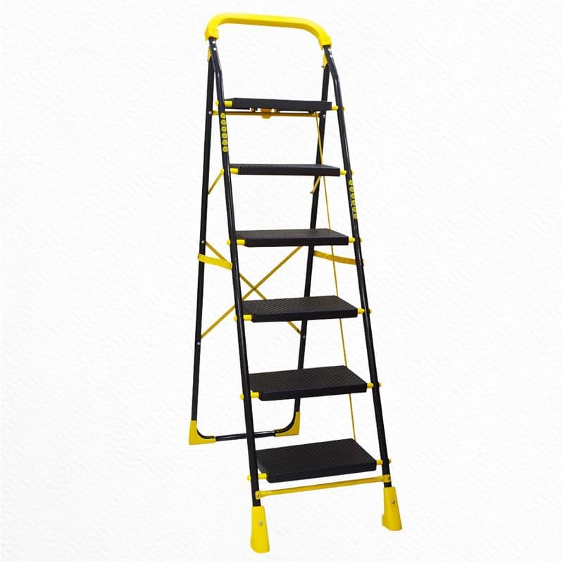 TNT The Next Trend Cameo 6 Step Heavy Duty Steel Ladder with Wide Steps and Top Platform with Anti Slip and Anti Skid Shoes