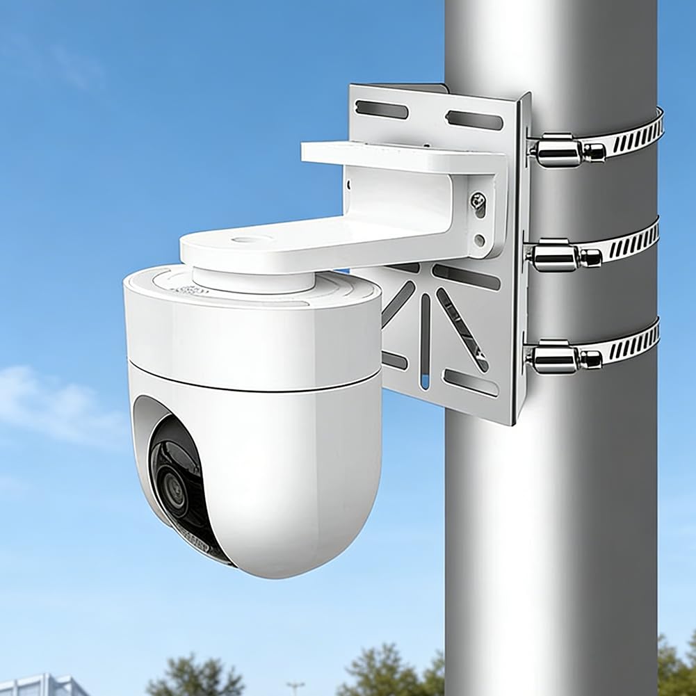 2 Supporti Verticali per Palo per Telecamera di Sicurezza, con 6 Anelli Regolabili, Supporto Angolare Universale, per CCTV, Telecamere Esterne, Senza Fori, PTZ Dome, LED