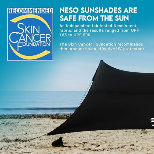 Image of Neso Gigante Portable Beach Tent Sun Shelter - Lightweight Beach Shade Canopy - Easy Setup for Family Outings - Patented Reinforced Corners - UPF 50+ Sun Protection - 8ft Tall, 11 x 11ft - Black