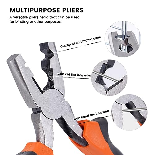 Image of Wire Cage Buckle Pliers with 900 Wire Cage Clips Wire Cage Fasten Clips Hog Ring Pliers for Chicken Cages Rabbit Hutches Pet Cages (orange)
