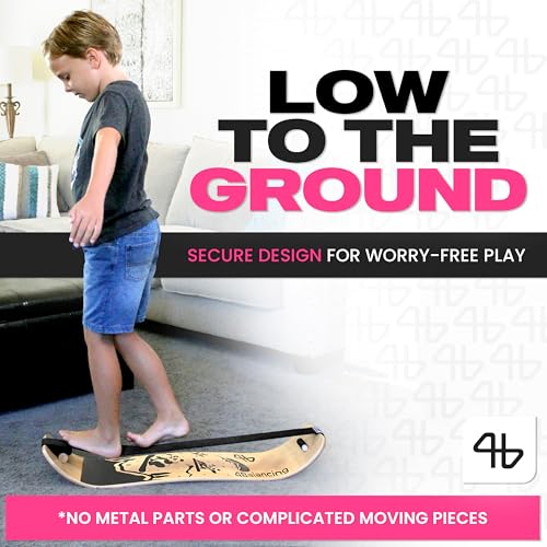 Image of Balance Board for Kids - Slackline Wooden Wobble Board | Balance Trainer for Coordination, Training for Skateboard, Snowboard, Football, Soccer, Baseball, Basketball