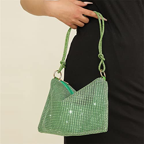 Sac chic et brillant vert avec strass, style hobo de soirée - 2