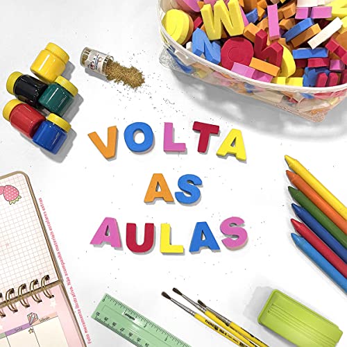 Alfabeto em Eva 186 Letras, 6 Alfabetos Completos + 30 Vogais Extras, Mia Gato Brinquedos