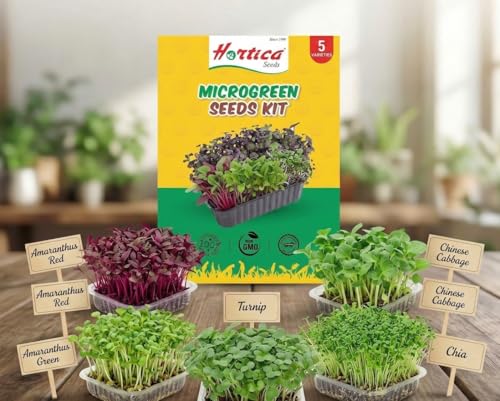 Image of Microgreen Seeds Kit | Value Pack of 5 Varieties | High Germination | Easy to Grow | Indoor Outdoor (Bulk Pack: 5 Variety x 25gm Each)