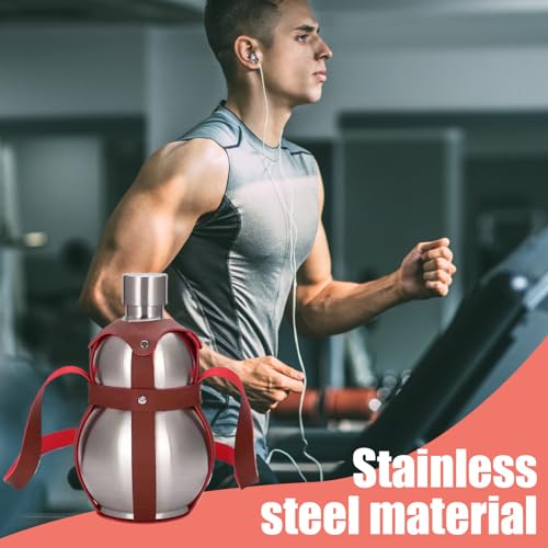Bouteille d'eau en forme de gourde acier inoxydable finition sangle