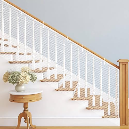 KQDRAVINE Filet Protection Securite Escalier, 200 * 80cm Filet de Protection Enfant, avec Cordon en Nylon et Longue Sangle à Boucle, pour Escaliers, Balcon – vue 7