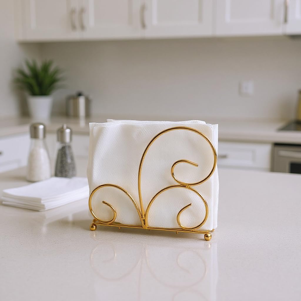 Decor Modern Napkin Holder for Dining Table and Kitchen - Tissue Paper Stand for Home Décor, Restaurant, Organizer (Golden)-image-34