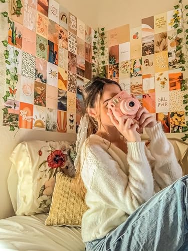 Image of Paper9store Pack of 50 Aesthetic Wall Collage Kit - 4?6 Inches Self Adhesive Wall Posters for Bedroom, Living Room, Office A6 Size (Bohemian)