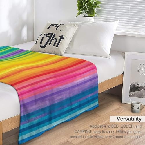 Couverture arc-en-ciel flanelle légère pelucheuse et douce quatre saisons