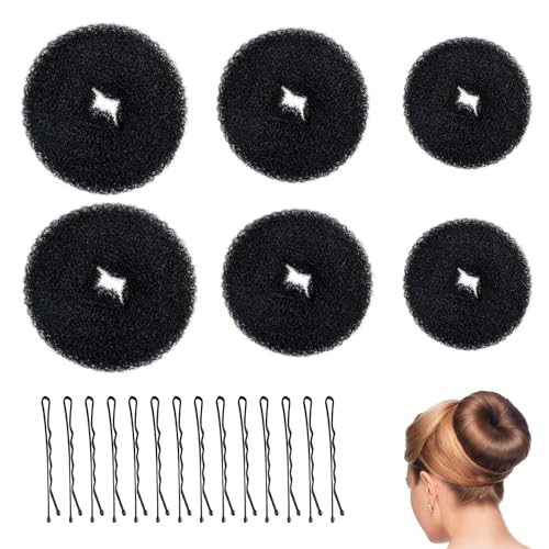 Donut Hair Bun Maker Set, Negro Juego de donutín Magic Donut Moño de Pelo, Accesorios de Peinado Kit, Peinados Chignon, para Mujeres Niñas, Bailarinas de Ballet para Hacer Moños, 56pcs