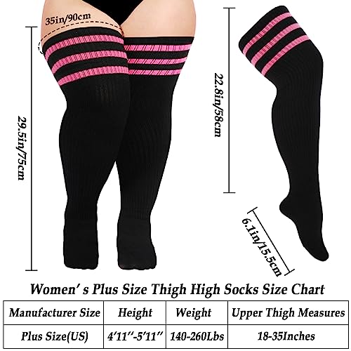Image of Moon Wood Plus Size Thigh High Socks for Thick Thighs- Womens Knit Cotton Extra Long Over the Knee High Socks Leg Warmer