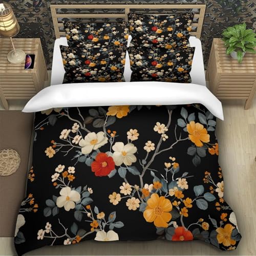 Housse de couette fleurs 140x200 microfibre 3D pour lit simple - 5