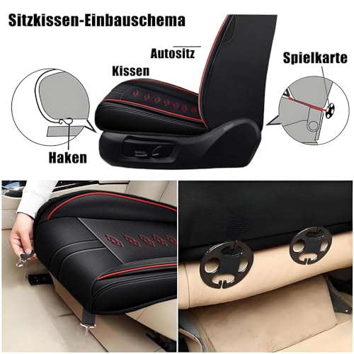 Image of Car Seat Covers for Neon,for Dodge Neon 2000-2005,Leather Front Seat Covers,Airbag-Compatible Car Seat Protectors,Waterproof Seat Cover for Cars(Black+Red,2PCS /with Pillows)