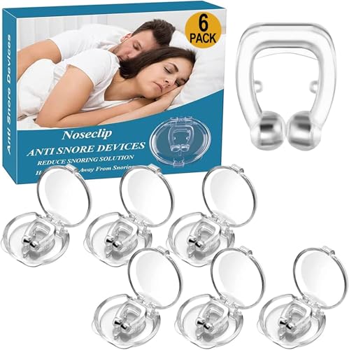 Pince à Nez Anti Ronflement, 6Pcs Snore Stopper Clip de Nez en Silicone Magnétique, Snore Stopper Arrête Les Ronflements du Nez Dilatateur Nasal Efficace...