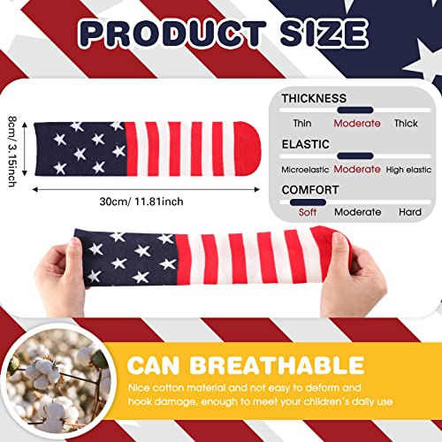 Haysandy 4 Pairs Kids American Flag Socks Kids Patriotic USA Socks Independence Day 4th of July Cotton Knee High2