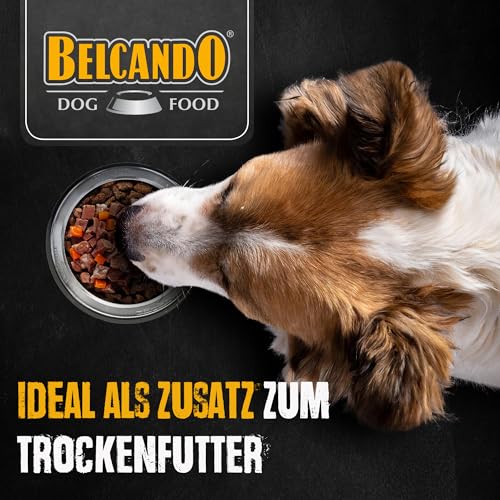 BELCANDO Mastercraft Topping Rind, 12x 100g Beutel, Nassfutter für Hunde, getreidefrei, sortenfrei, Ergänzungsfutter, Made in Germany