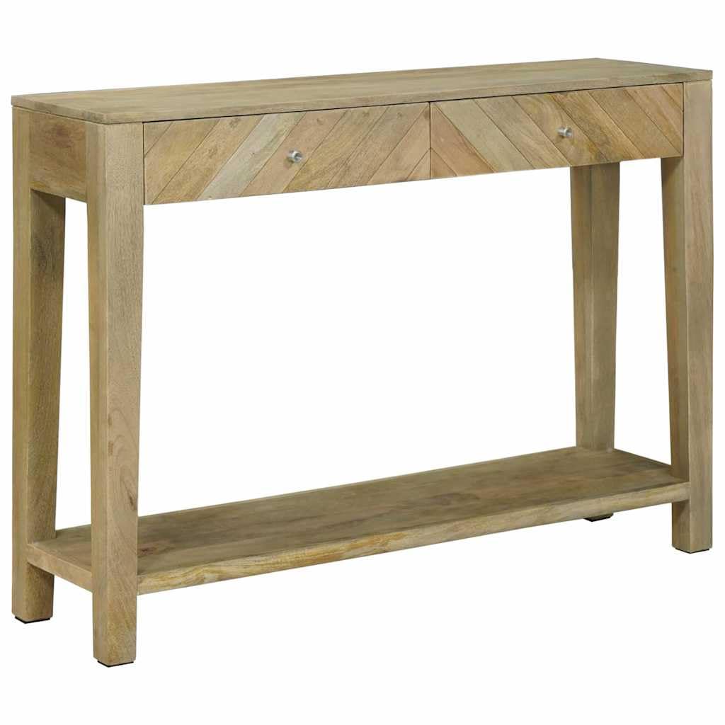 Stolik konsolowy z szufladami, naturalny szary, 110 x 30 x 80 cm, lite drewno mango do salonu, wnętrz