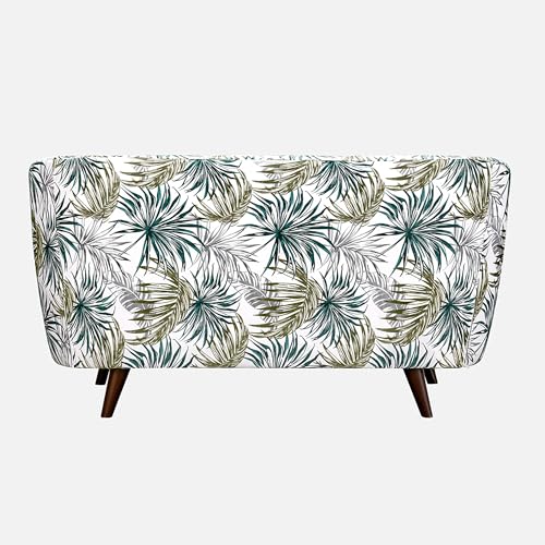 Image of Duroflex Meadow - Premium Accent Love Seat with Channel-Stitched Upholstery | Plush Foam & Curved Backrest | Durable & Elegant Seating | 3 Year Warranty - Floral Green