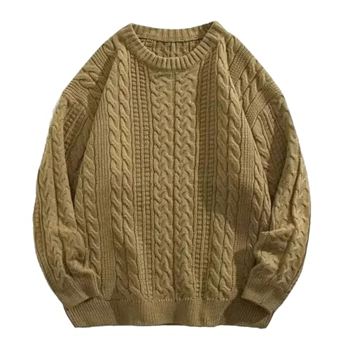 Mokkpeq Men's Thick Warm Fall Winter Sweater Loose Fit Crewneck Long Sleeve Knit Pullover