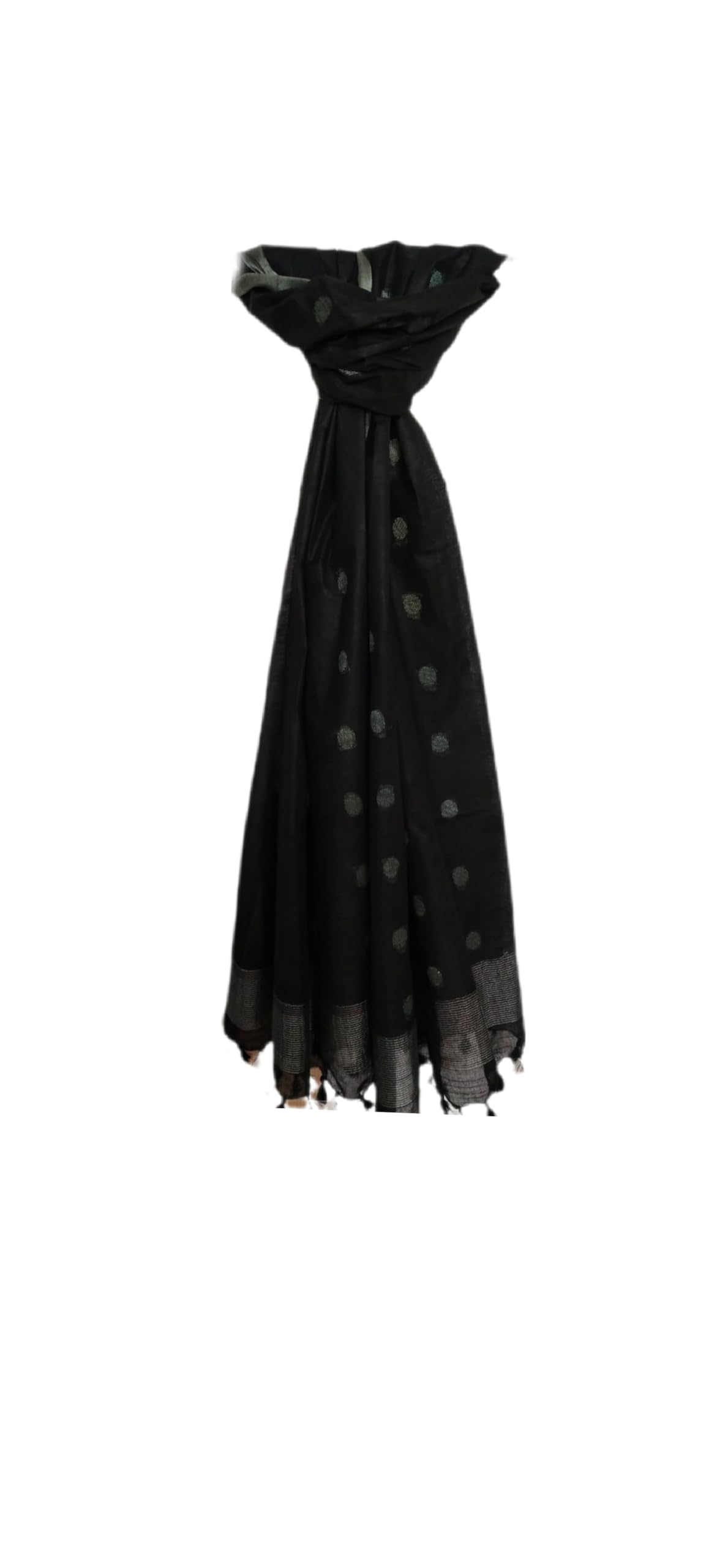zh clothing brand Women's Handwoven Linen Blended Dupatta | Silver Zari Border And Butta Woven | Free Size 2.4m-picture-12