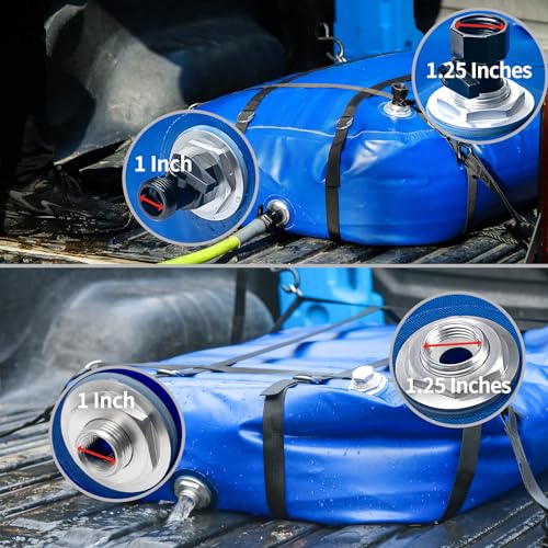 Image of TPU Water Storage Bladder, 35 Gallon Portable RV Fresh Water Tank, Food Grade BPA Free Collapsible Flexible Container for Drinking, Camping, Irrigation & Emergency-Hurricane, Drought, Fire (3 /4 inch GHT)