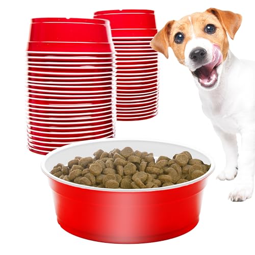 GoSports Party Dog Disposable Red Cup Style Pet Food Bowls for Cats and Dogs - 50 Small Size Bowls