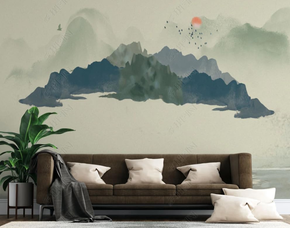 Papier Peint Intissé Paysage Chinois Grand Format 300x210 cm pour Salon