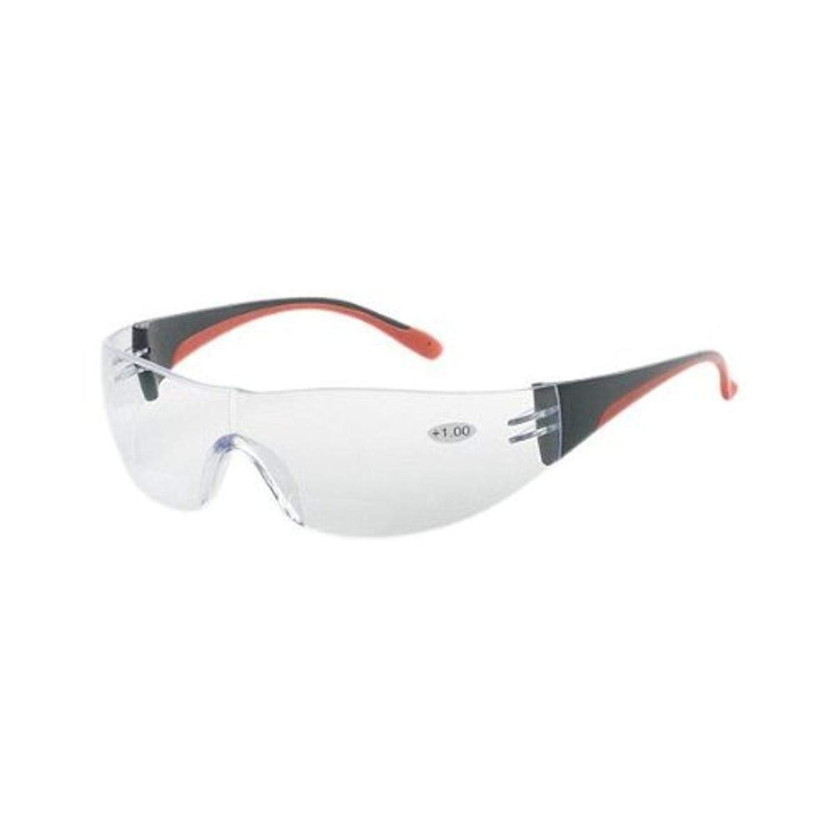 Liberty ProVizGard Fuse Reader Protective Eyewear, Bifocal +1 Clear Lens, Black/Red Frame (Case of 12 Pairs)
