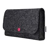 Stilbag Tasche für Elektronik Zubehör aus Wollfilz anthrazit, Knopf pink