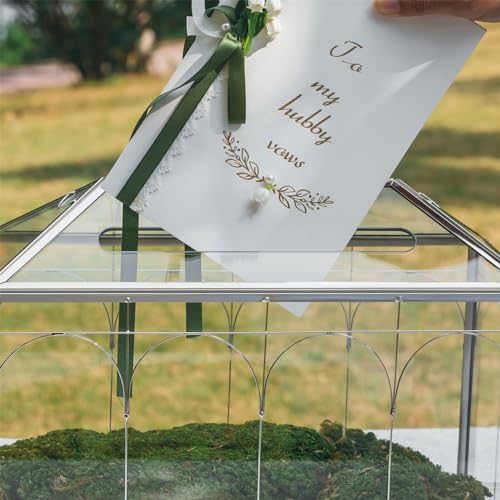 Ncyp Glass Cards Box With Slot & Lock For Wedding - 12.6 Inch X 5.9 Inch X 9 Inch - Vintage Large Geometric Terrarium thumb #3