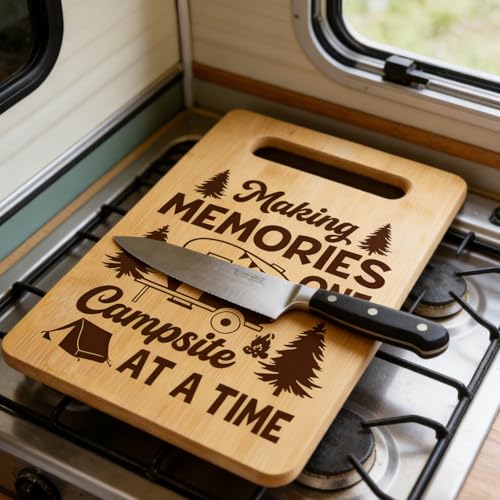 Tabla de cortar de bambú para camping pequeña y rectangular miniatura 4