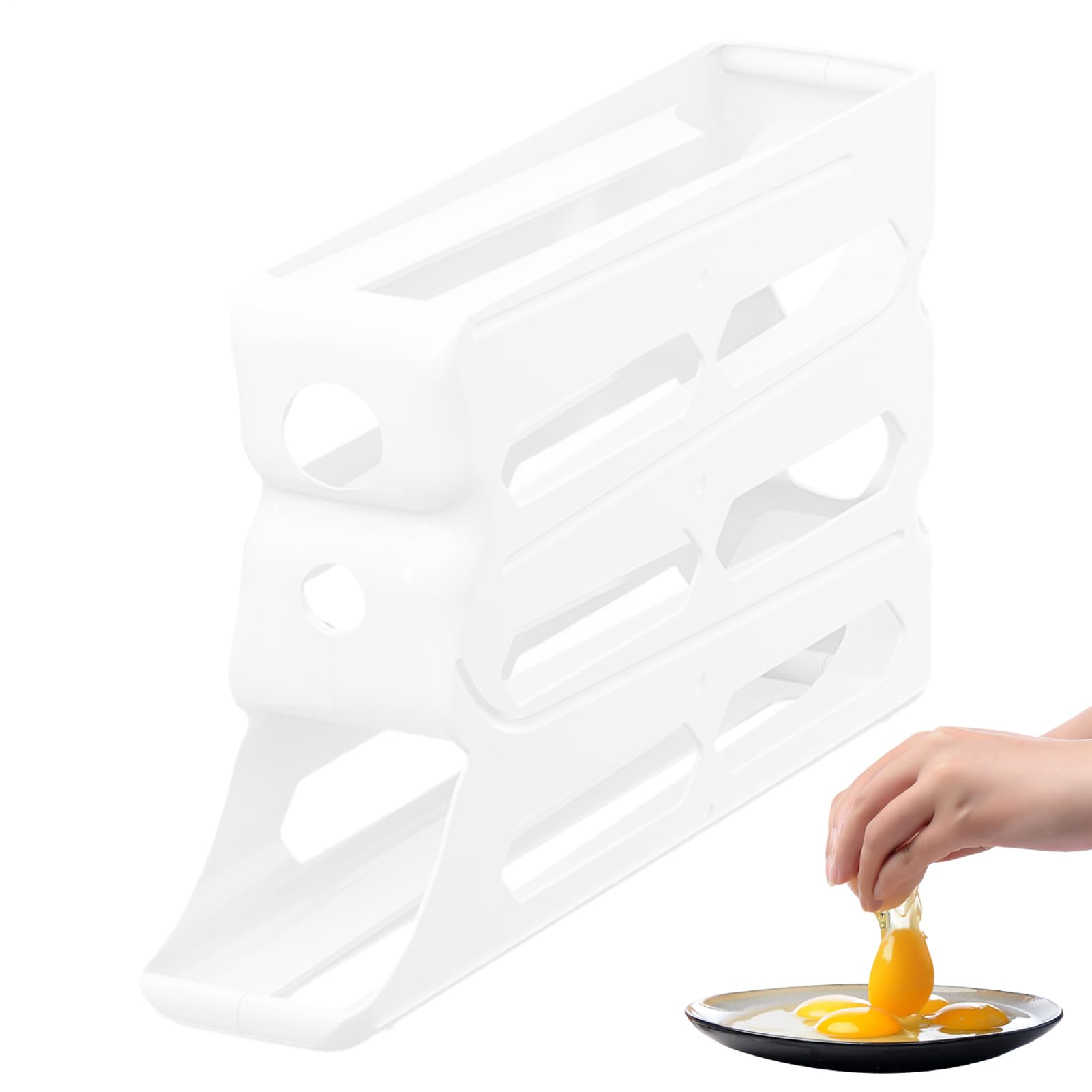 Dispensador de huevos automático y organizador enrollable de plástico para nevera