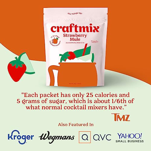 Image of Craftmix Strawberry Mule Cocktail & Mocktail Drink Mixer, Pack of 24 | Skinny Mixes, Water Flavoring Packets, Made with Real Fruit, Vegan Low-Carb, Low-Sugar, Non-GMO, Dairy Free, Gluten Free
