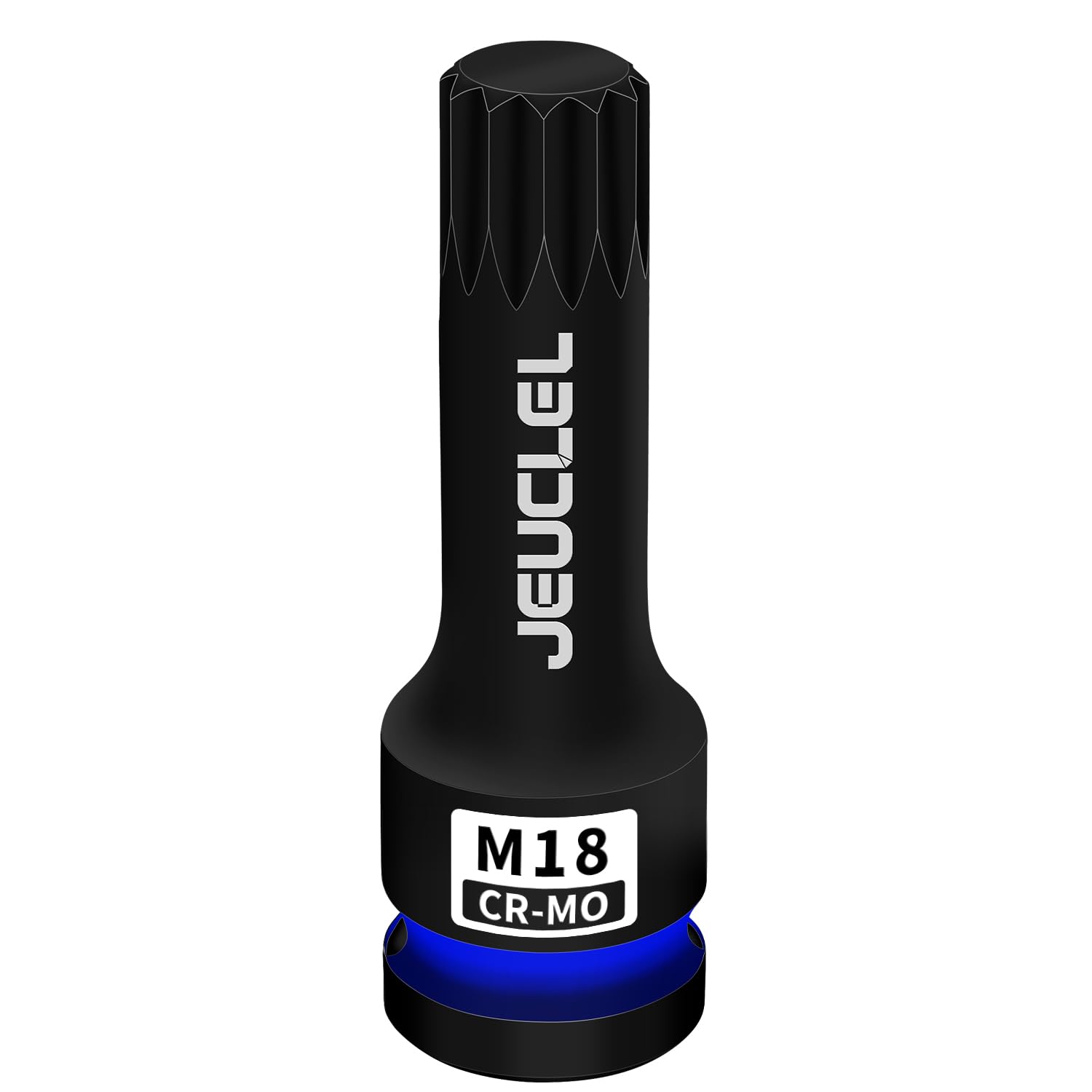 JEUCLEL M18 Triple Square Impact Spline Bit Socket, 18mm Metric 1/2-Inch Impact Drive Triple Square Socket, Cr-Mo Steel Lengthen Screwdriver Adapter