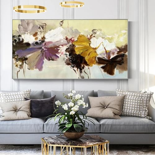 Art peintures murales fleurs sur toile abstrait décoration grand salon 80x160cm